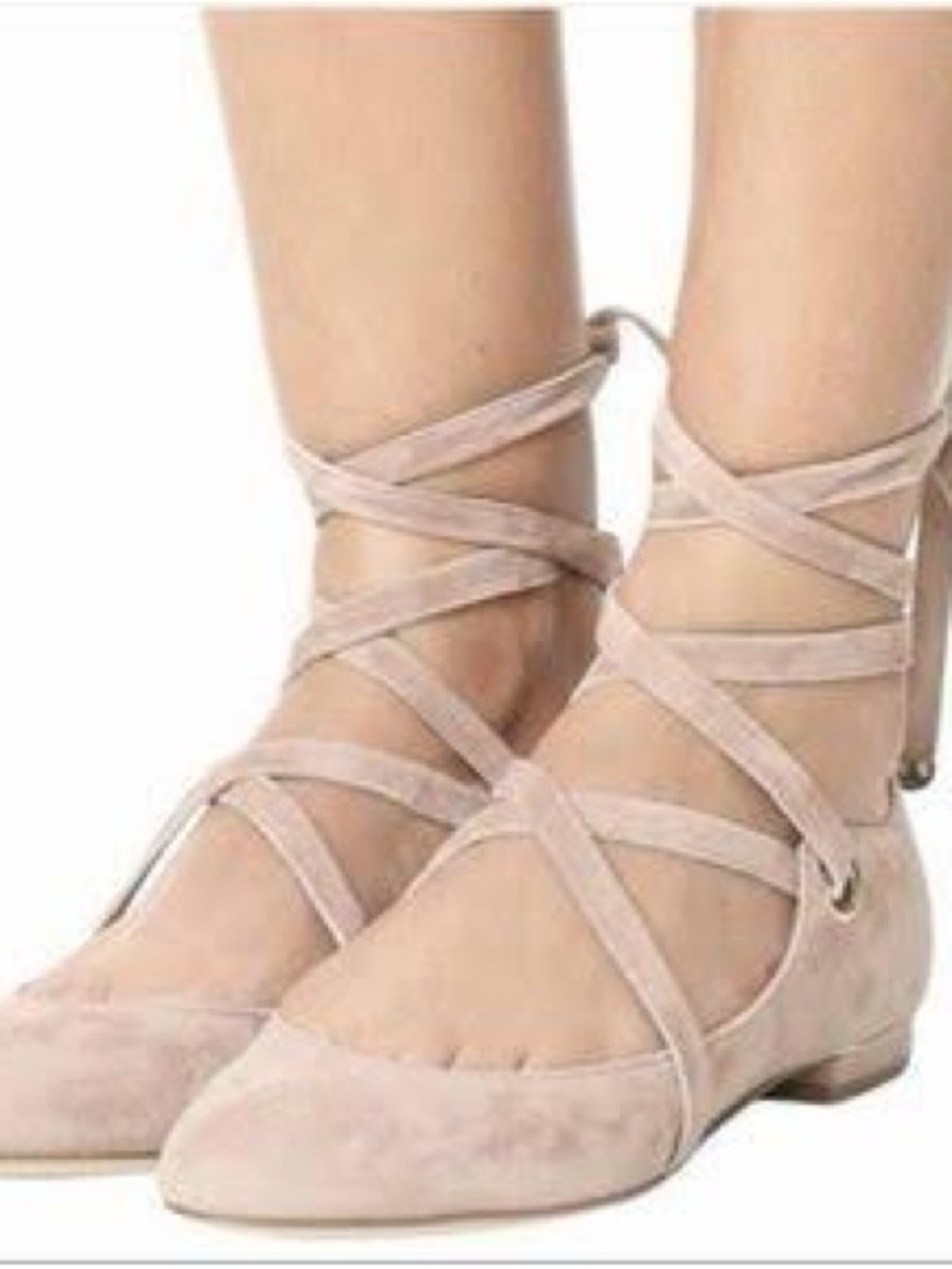 Diane Von Furstenberg Blush Lace-Up Pointed Ballet Flats